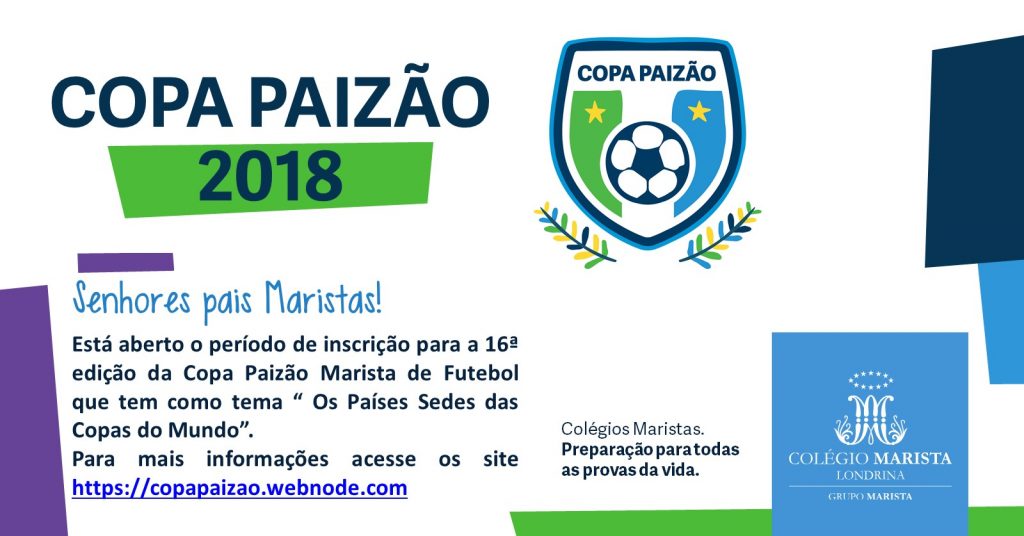 Inscrições Copa Paizão 2018